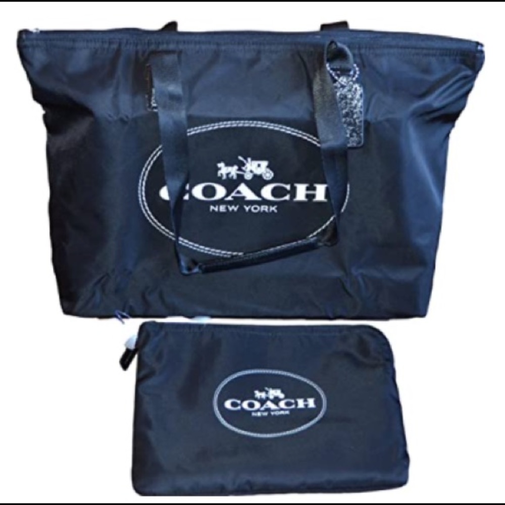 Coach packable weekender logo tote